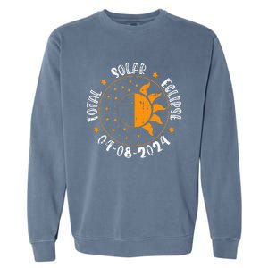 Moon Sun Retro Total Solar Eclipse April 8 2024 Totality Garment-Dyed Sweatshirt