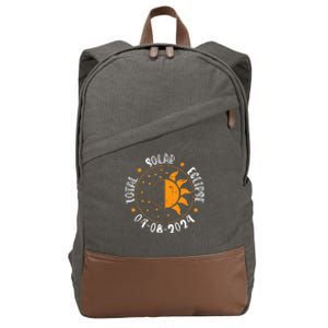 Moon Sun Retro Total Solar Eclipse April 8 2024 Totality Cotton Canvas Backpack