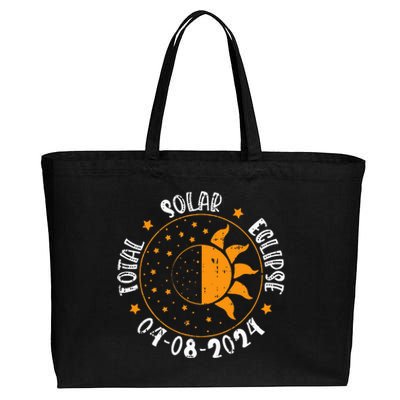 Moon Sun Retro Total Solar Eclipse April 8 2024 Totality Cotton Canvas Jumbo Tote