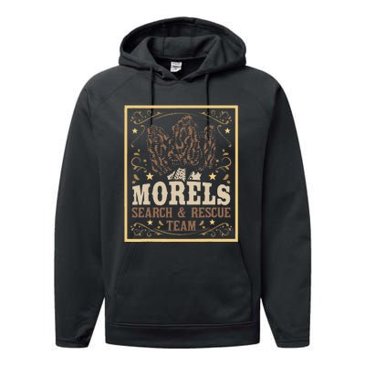 Morel Search Rescue Team Mushroom Hunting Mushroom Hunter Performance Fleece Hoodie