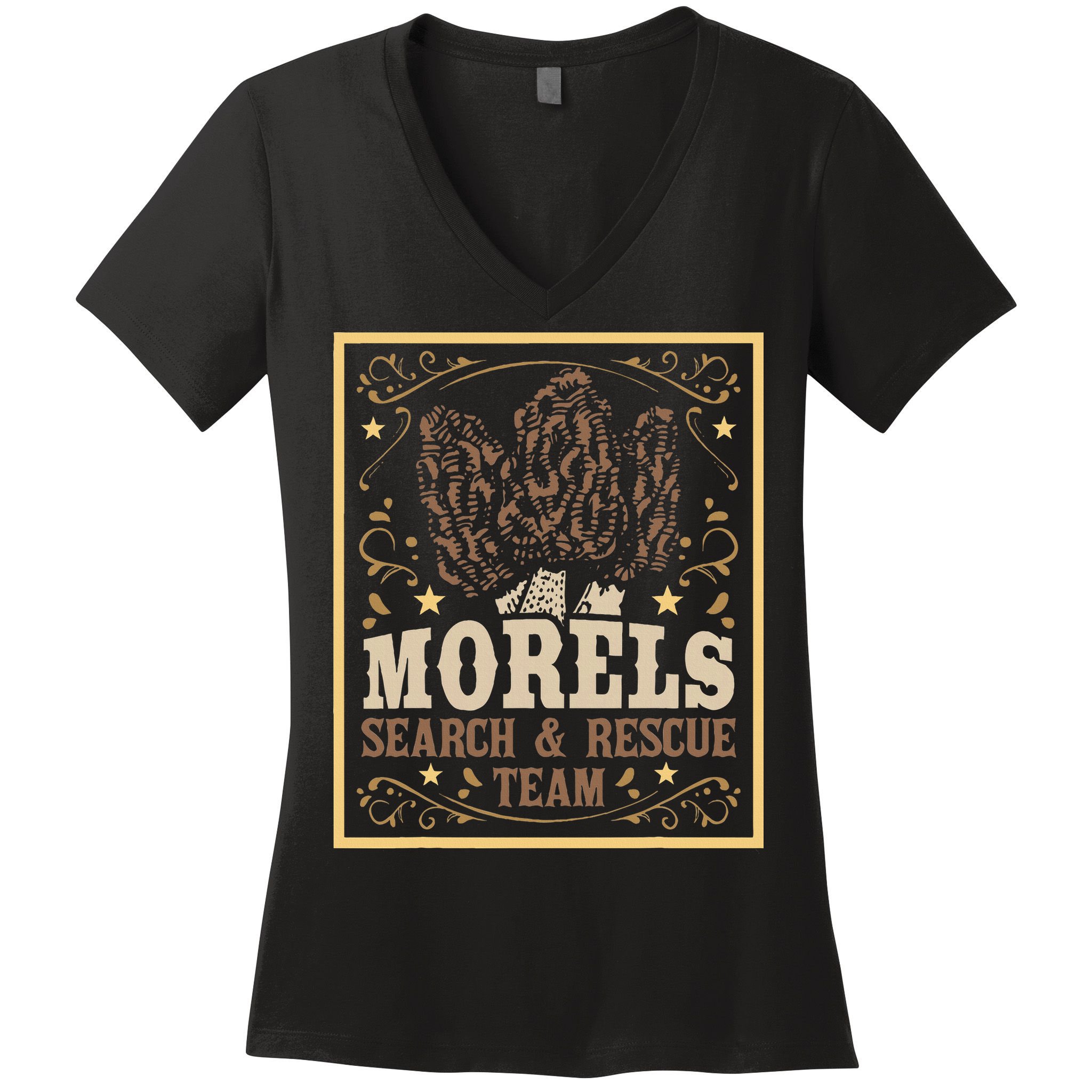 Morel Search Rescue Team Mushroom Hunting Mushroom Hunter Women's V-Neck T-Shirt
