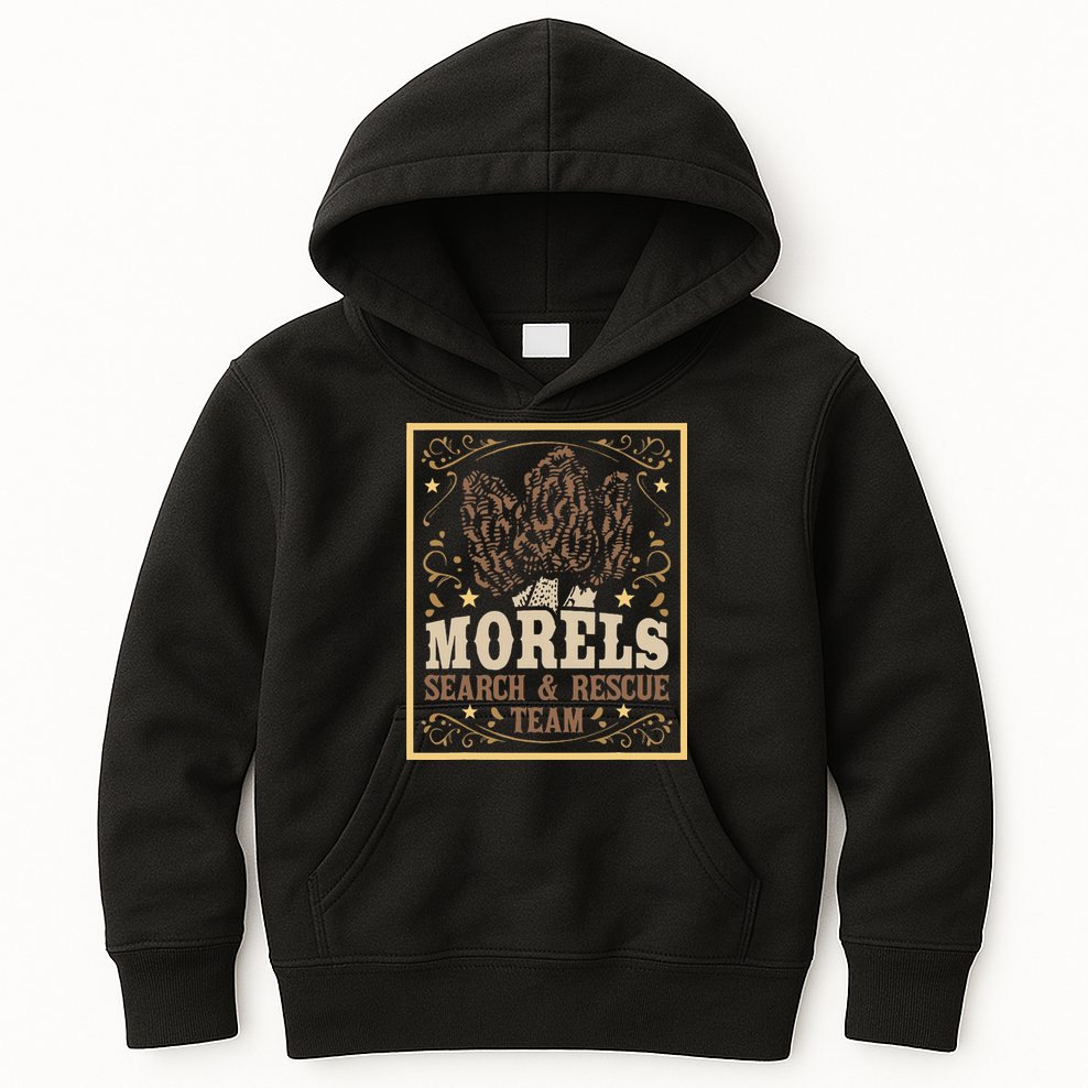 Morel Search Rescue Team Mushroom Hunting Mushroom Hunter Kids Hoodie