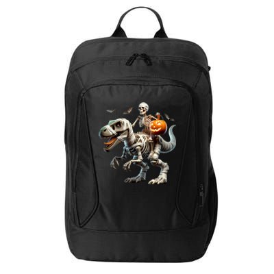 Mummy Skeleton Riding Dinosaur Halloween Spooky Design Gift City Backpack