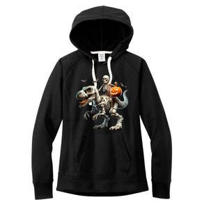 Mummy Skeleton Riding Dinosaur Halloween Spooky Design Gift Women's Fleece Hoodie