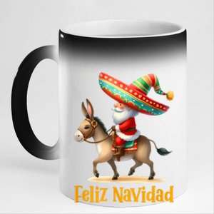 Mexican Santa Riding Donkey Christmas Navidad Mexicana 11oz Black Color Changing Mug