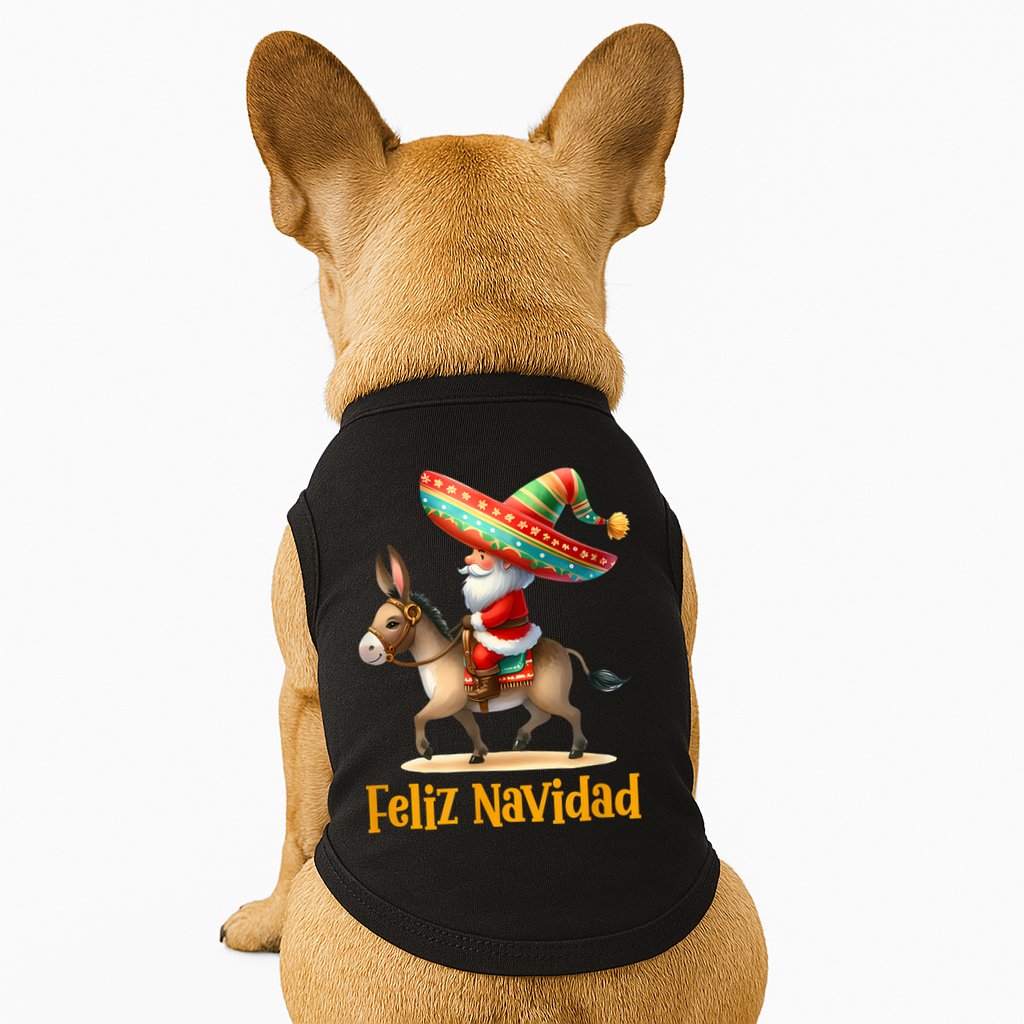 Mexican Santa Riding Donkey Christmas Navidad Mexicana Doggie Tank