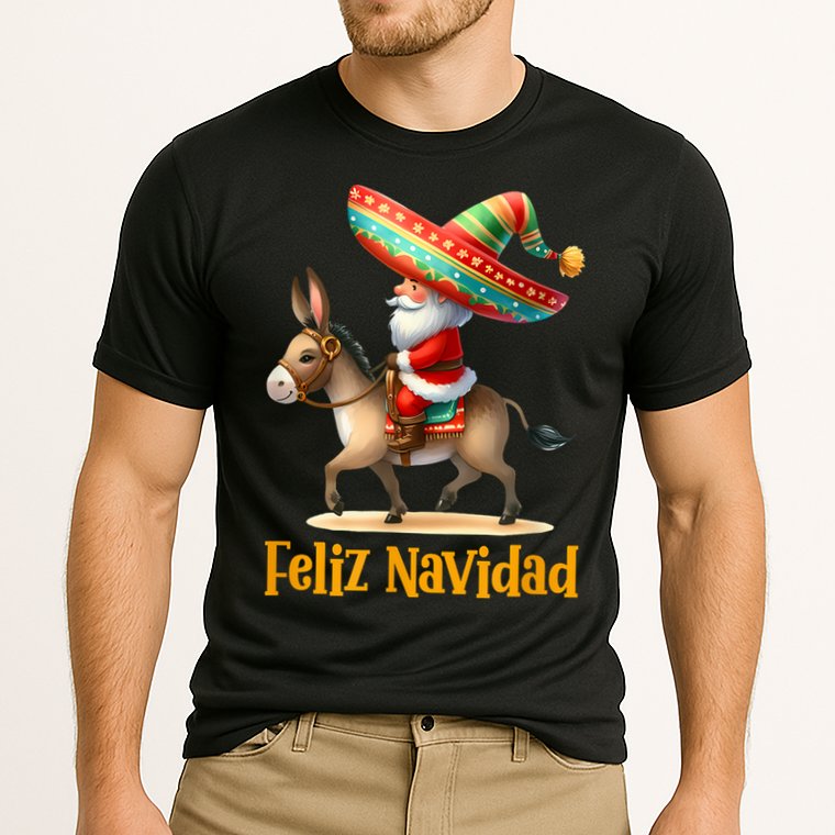 Mexican Santa Riding Donkey Christmas Navidad Mexicana Cooling Performance Crew T-Shirt