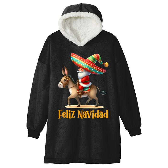 Mexican Santa Riding Donkey Christmas Navidad Mexicana Hooded Wearable Blanket