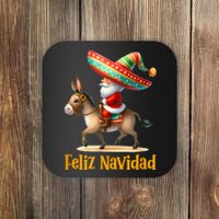 Mexican Santa Riding Donkey Christmas Navidad Mexicana Coaster