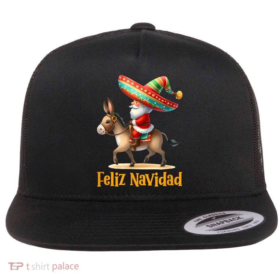 Mexican Santa Riding Donkey Christmas Navidad Mexicana Flatbill Hat