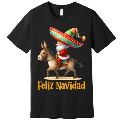 Mexican Santa Riding Donkey Christmas Navidad Mexicana Premium T-Shirt
