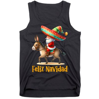 Mexican Santa Riding Donkey Christmas Navidad Mexicana Tank Top