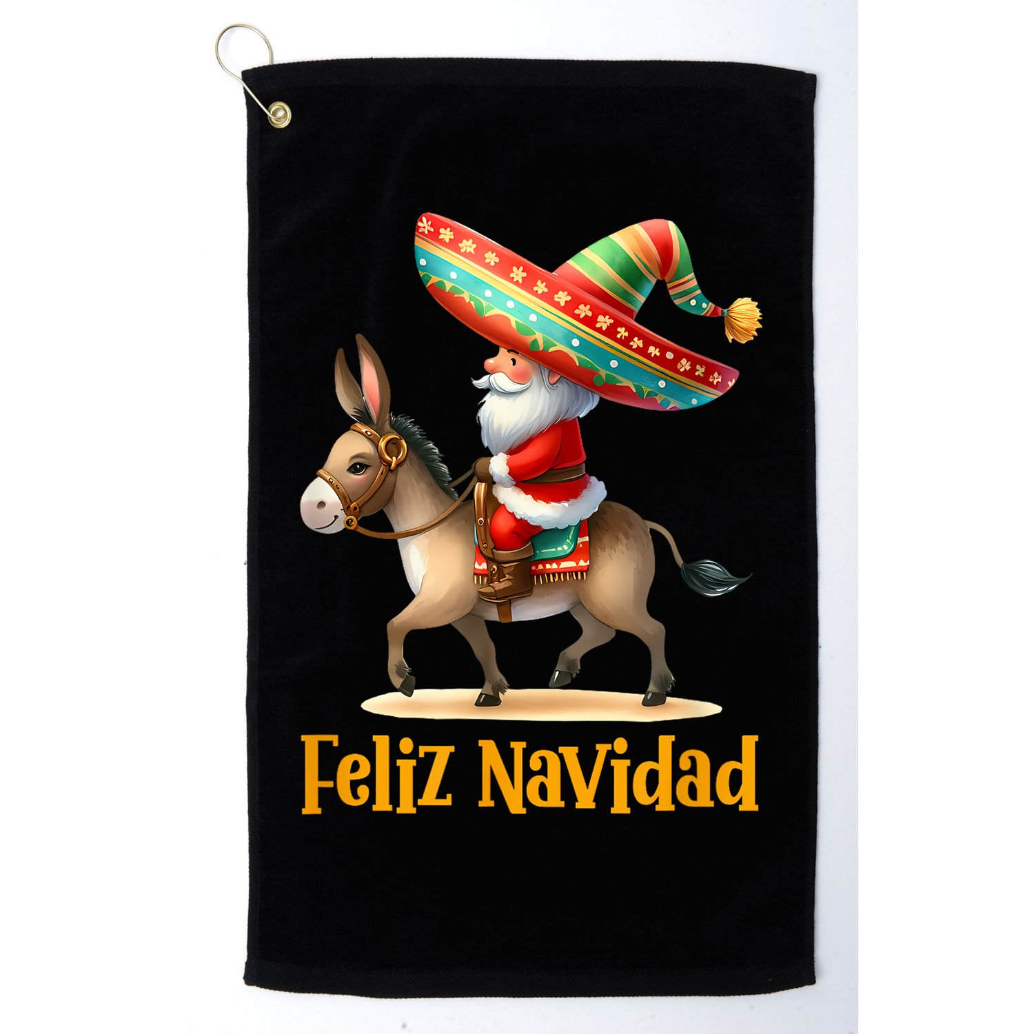 Mexican Santa Riding Donkey Christmas Navidad Mexicana Golf Towel