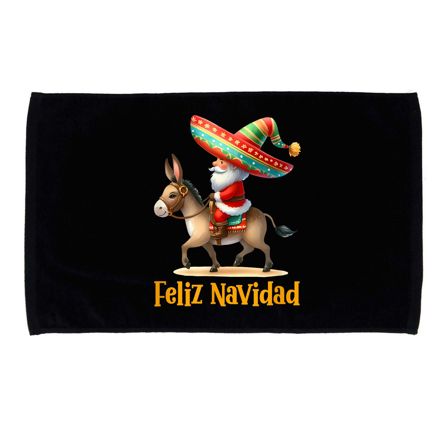 Mexican Santa Riding Donkey Christmas Navidad Mexicana Microfiber Hand Towel