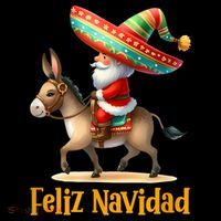 Mexican Santa Riding Donkey Christmas Navidad Mexicana Women's V-Neck T-Shirt