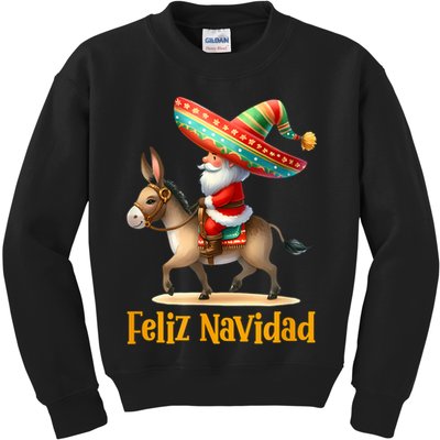 Mexican Santa Riding Donkey Christmas Navidad Mexicana Kids Sweatshirt