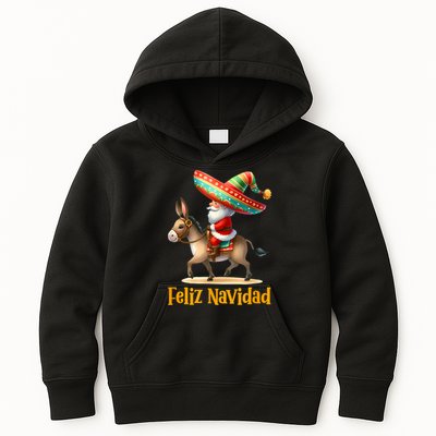 Mexican Santa Riding Donkey Christmas Navidad Mexicana Kids Hoodie
