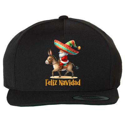 Mexican Santa Riding Donkey Christmas Navidad Mexicana Wool Snapback Cap
