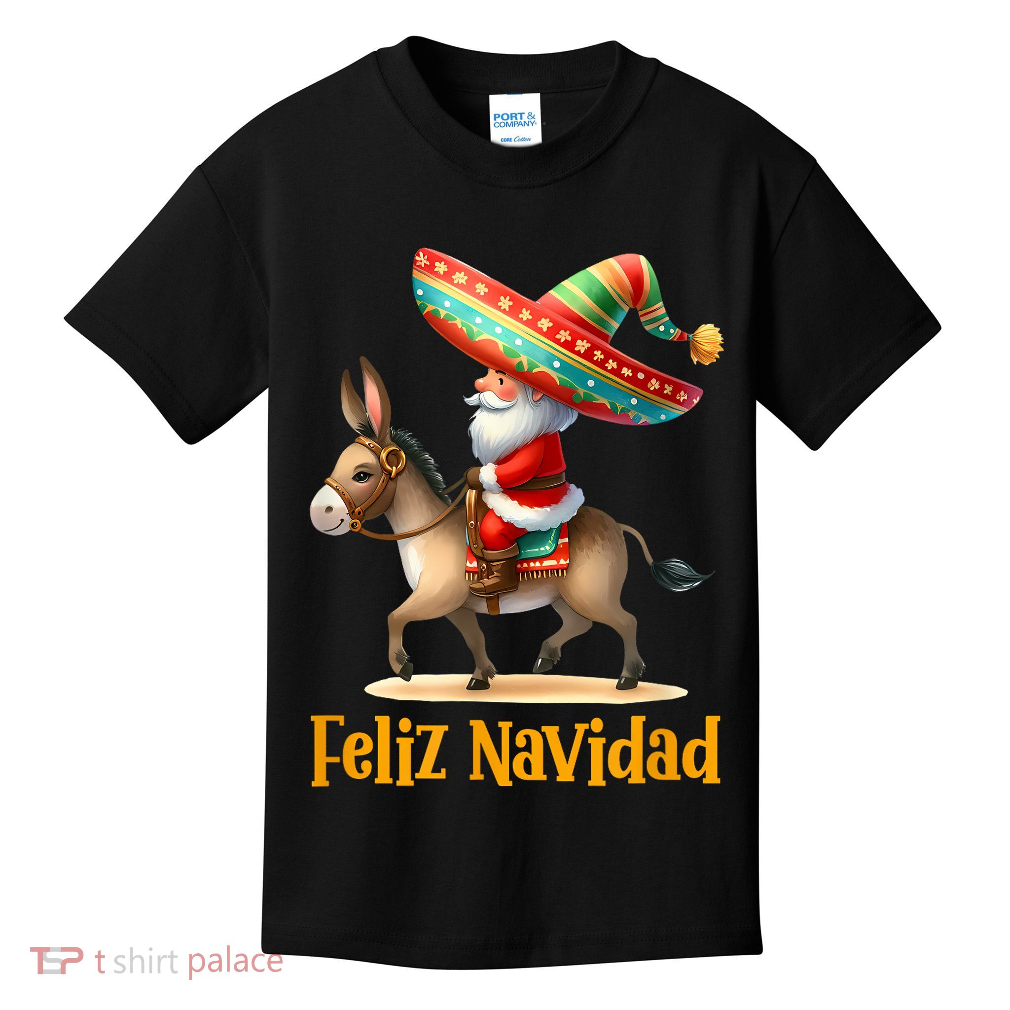 Mexican Santa Riding Donkey Christmas Navidad Mexicana Kids T-Shirt
