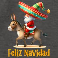 Mexican Santa Riding Donkey Christmas Navidad Mexicana Vector Backpack