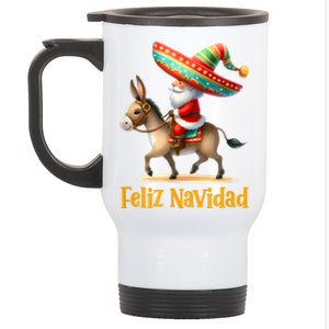 Mexican Santa Riding Donkey Christmas Navidad Mexicana Stainless Steel Travel Mug