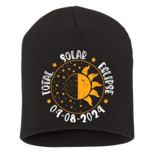 Moon Sun Retro Total Solar Eclipse April 8 2024 Totality Short Acrylic Beanie