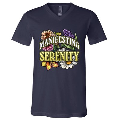 Manifestation Serenity Relaxation Mindfulness Calm Positive V-Neck T-Shirt