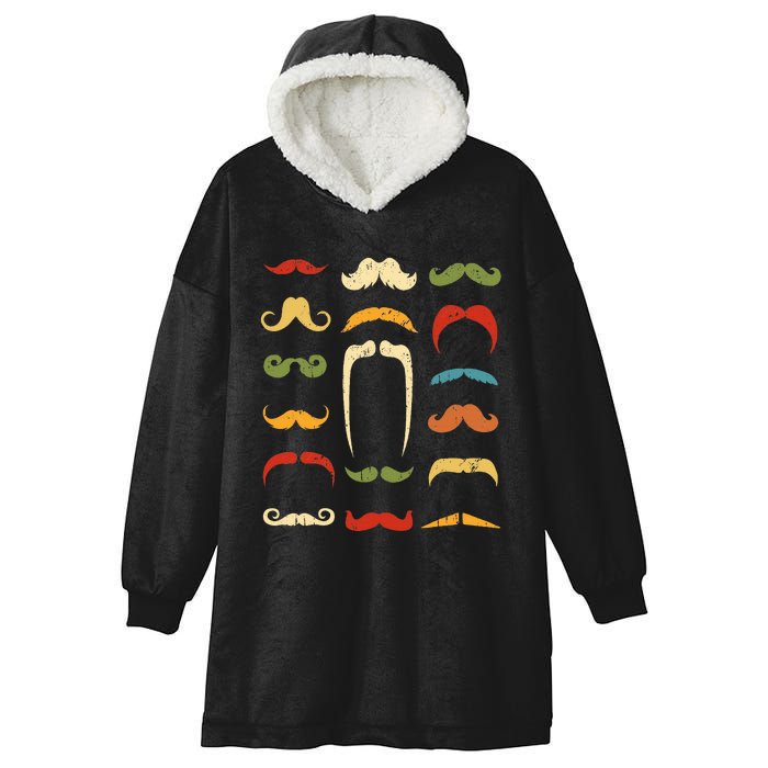 Mustache Styles Retro Hipster Mustache Hooded Wearable Blanket