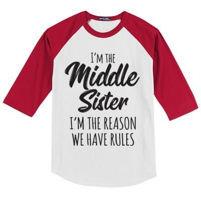 Middle Sister Shirts Funny I Am Reason We Have Rules Sibling Kids Colorblock Raglan Jersey