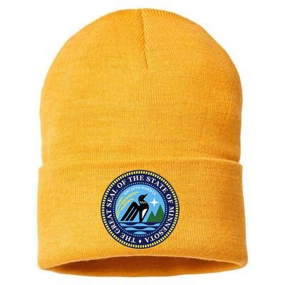 Minnesota State Seal North Star Mn State Seal Common Loon Sustainable Knit Beanie