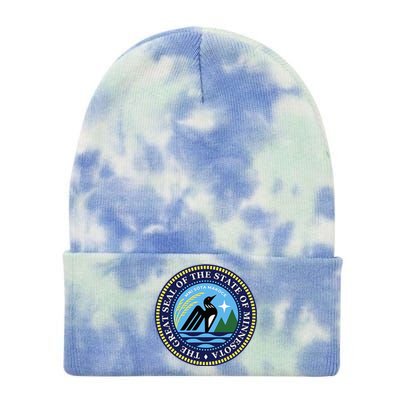 Minnesota State Seal North Star Mn State Seal Common Loon Tie Dye 12in Knit Beanie