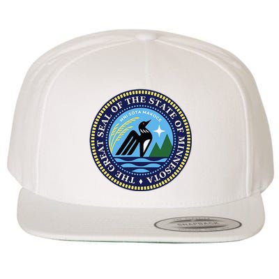 Minnesota State Seal North Star Mn State Seal Common Loon Wool Snapback Cap