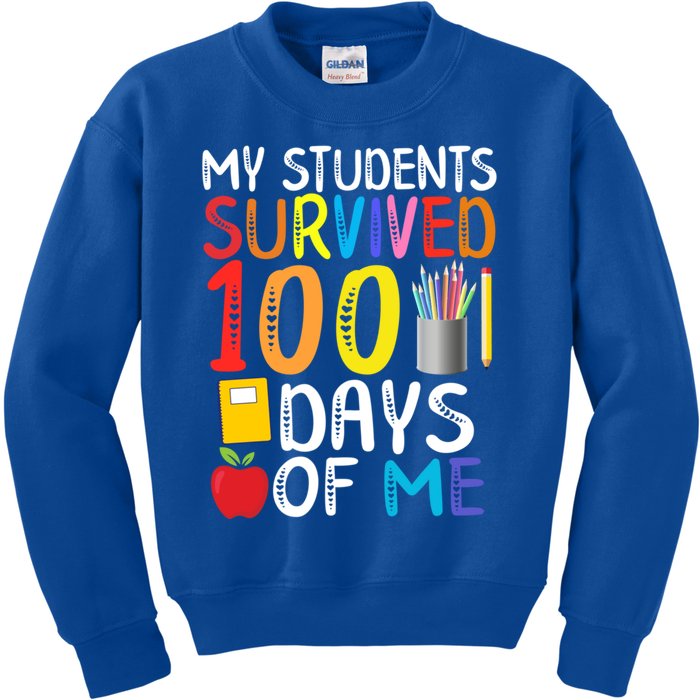 My Students Survived 100 Days Of Me School Teacher Party Meaningful Gift Kids Sweatshirt