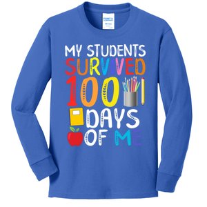 My Students Survived 100 Days Of Me School Teacher Party Meaningful Gift Kids Long Sleeve Shirt