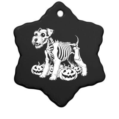 Miniature Schnauzer Skeleton Birthday Halloween Cute Gift Ceramic Star Ornament