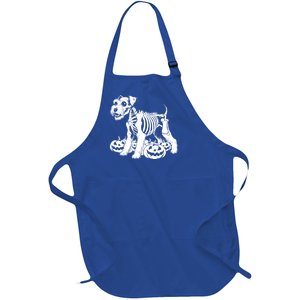 Miniature Schnauzer Skeleton Birthday Halloween Cute Gift Full-Length Apron With Pockets