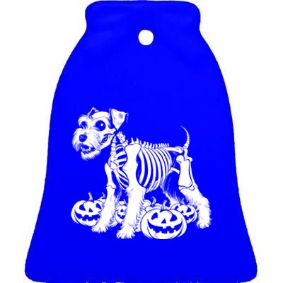 Miniature Schnauzer Skeleton Birthday Halloween Cute Gift Ceramic Bell Ornament