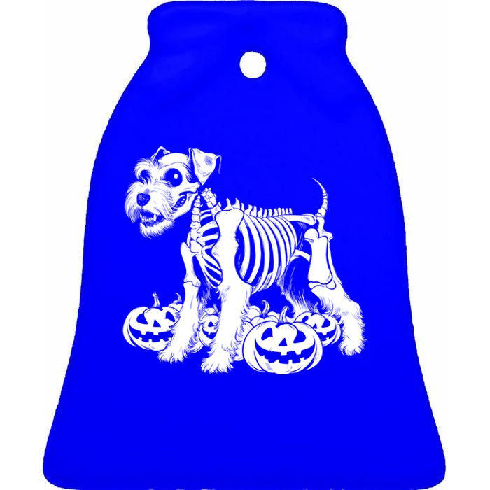 Miniature Schnauzer Skeleton Birthday Halloween Cute Gift Ceramic Bell Ornament