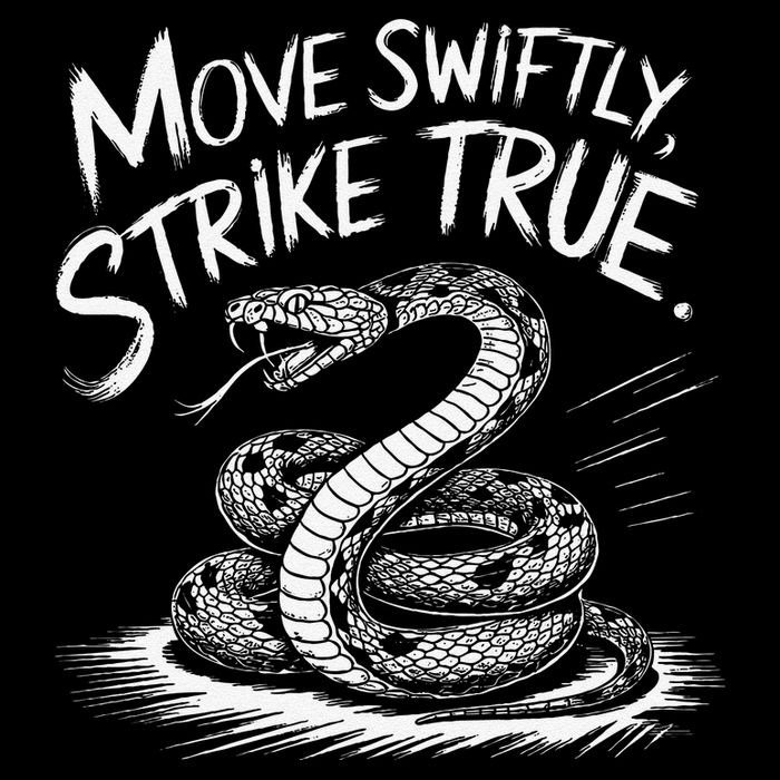 Move Swiftly Strike True Rattlesnake Accuracy Design 7-Panel Snapback Hat