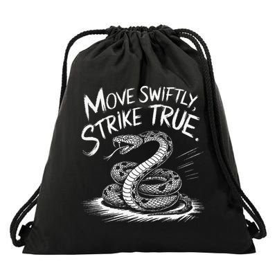 Move Swiftly Strike True Rattlesnake Accuracy Design Drawstring Bag