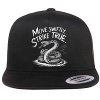 Move Swiftly Strike True Rattlesnake Accuracy Design Flat Bill Trucker Hat
