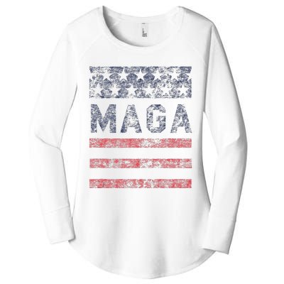 MAGA Stars & Stripes Retro Vintage Distressed Graphic Women's Perfect Tri Tunic Long Sleeve Shirt