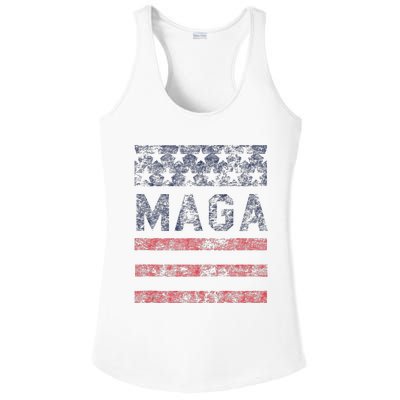 MAGA Stars & Stripes Retro Vintage Distressed Graphic Ladies PosiCharge Competitor Racerback Tank