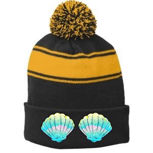 Mermaid Sea Shell Bra Birthday Costume Women Stripe Pom Pom Beanie