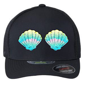 Mermaid Sea Shell Bra Birthday Costume Women Flexfit Unipanel Trucker Cap