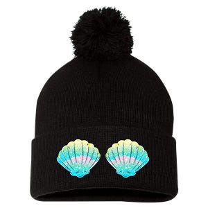 Mermaid Sea Shell Bra Birthday Costume Women Pom Pom 12in Knit Beanie