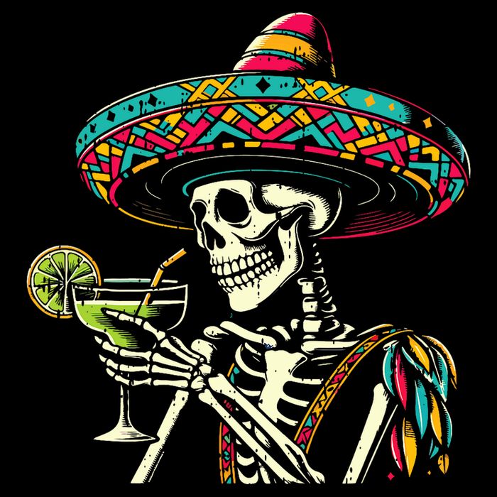 Mexican Skeleton Sombrero Cinco De Mayo Mexican Fiesta Party Bucket Hat