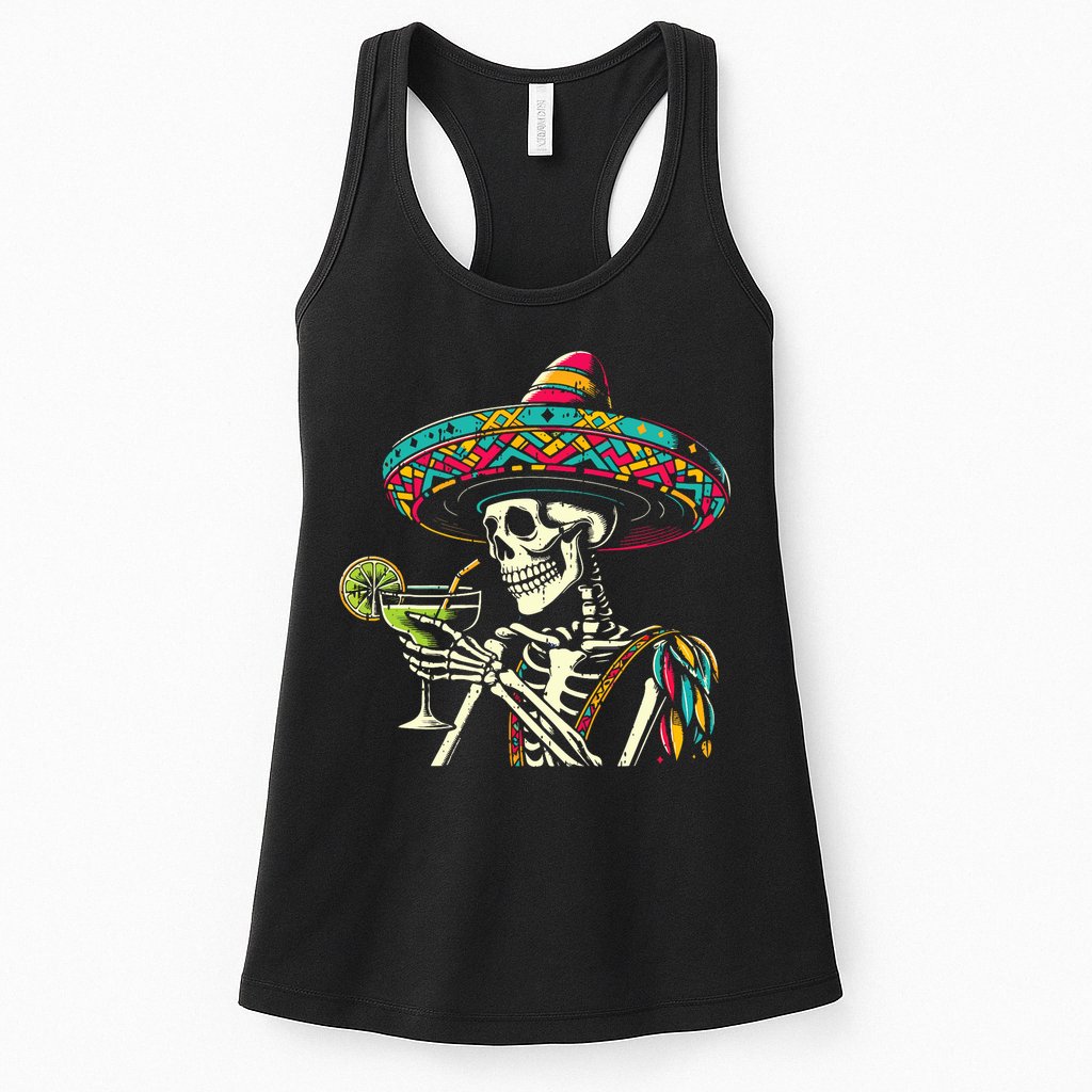 Mexican Skeleton Sombrero Cinco De Mayo Mexican Fiesta Party Womens Tank Top
