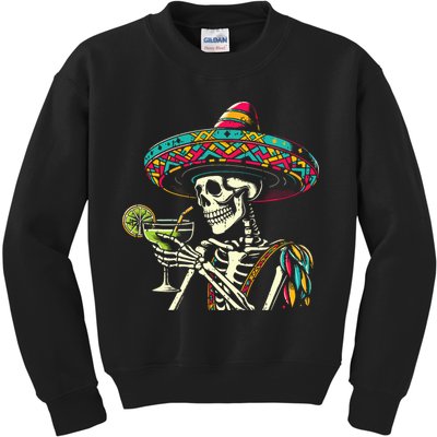 Mexican Skeleton Sombrero Cinco De Mayo Mexican Fiesta Party Kids Sweatshirt