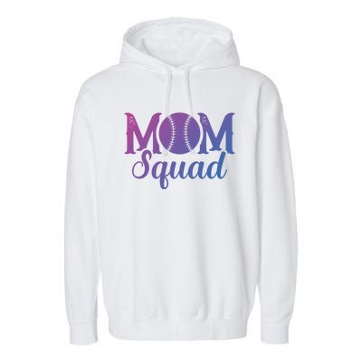 Mom Squad Sports Player Athletic Mothers Day Baseball Gift Garment-Dyed Fleece Hoodie